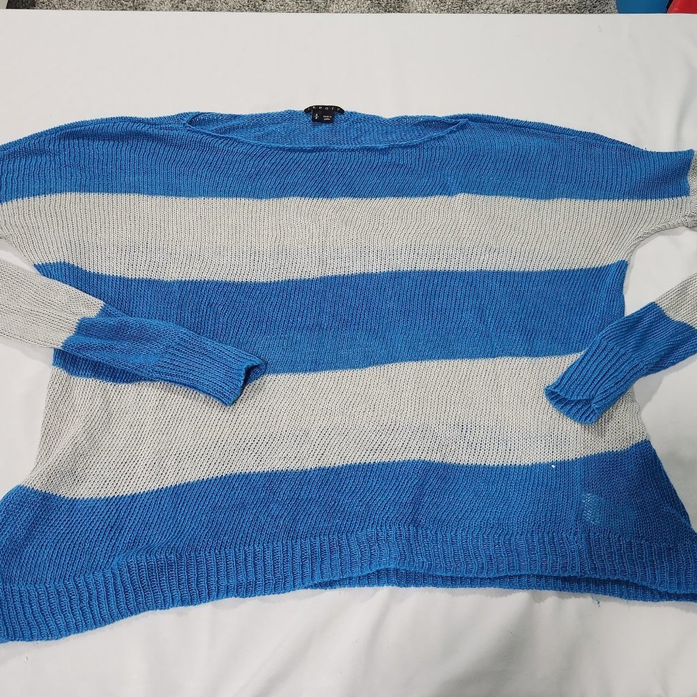 Theory Blue White Long Sleeve Shirt Women's Small